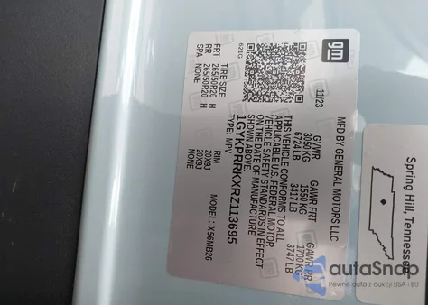 2024 Cadillac Lyriq Luxury W/1Sd z USA, uszkodzony, nr VIN 1GYKPRRKXRZ113695